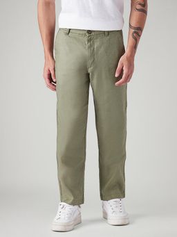 Levi's - Men Olive Authentic Relaxed Straight Fit Mid Rise Linen Trouser
