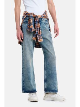Snitch - Blue Acid Wash Flared Casual Jeans for Men