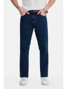 Snitch - Dark Blue Light Distressed Straight Casual Jeans for Men