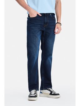 Snitch - Navy Blue Light Distressed Straight Casual Jeans for Men