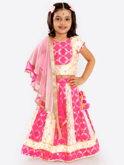 FREE SPARROW - Regal Opulent Lehenga Colour-Blocked in Magenta Ivory Panels (Set of 3)