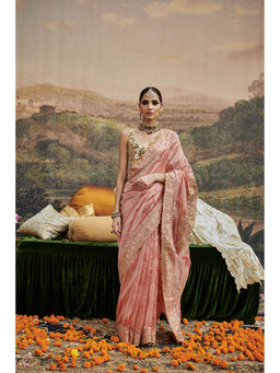 ITRH - Peach Mayur Shilpi Saree with Stitched Blouse