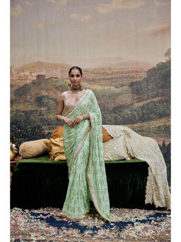 ITRH - Green Naayaab Saree with Stitched Blouse