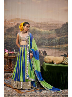 ITRH - Hari Neel Lehenga with Blouse and Dupatta (Set of 3)