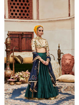ITRH - Green Zamar Lehenga with Blouse and Dupatta (Set of 3)