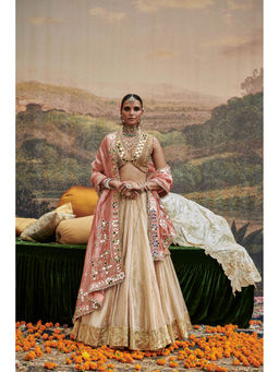 ITRH - Beige Svet Gulal Lehenga with Blouse and Dupatta (Set of 3)