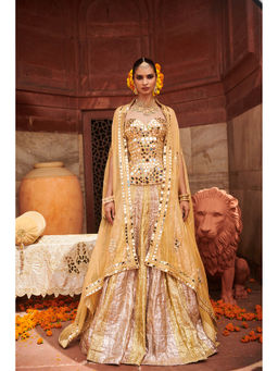 ITRH - Chandi Sona Sheesh Lampi Lehenga with Blouse and Cape (Set of 3)