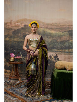 ITRH - Multi-Color Jahan-E-Ishq Saree with Stitched Blouse