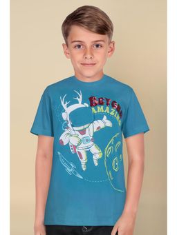 Allen Solly - Boys Blue Regular Fit Printed Crew Neck T-Shirt