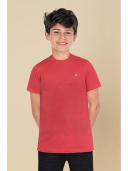Allen Solly - Boys Red Regular Fit Solid Crew Neck T-Shirt
