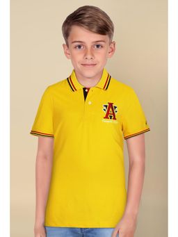 Allen Solly - Boys Yellow Regular Fit Solid Collar Neck Polo T-Shirt