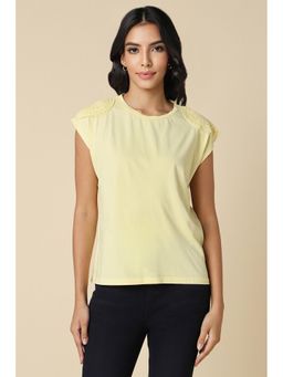 Allen Solly - Women Yellow Solid Casual T-Shirt