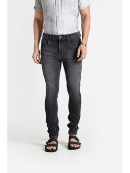 Crocodile - Grey Cotton-Blend Slim Fit Mid-Rise Jeans
