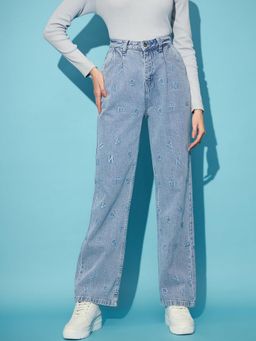 STREET 9 - Blue Embroidered Jeans