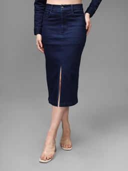 Kazo - Navy Blue Isabel Midi Skirt