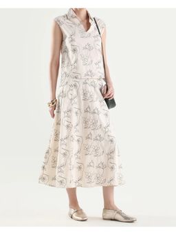 RAREISM - Floral Print Beige Women Skirt