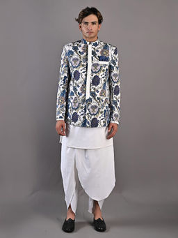Bohame - Off White Blodwyn Short Jacket with Kurta (Set of 3)