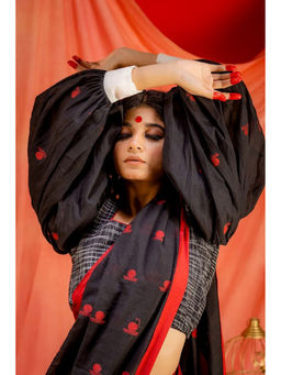 PRATHAA - Jamdani Embroidered Bishop Sleeves Stitched Blouse