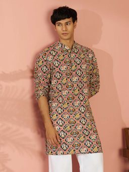 Vastramay - Black Printed Cotton Regular Kurta