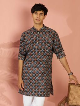 Vastramay - Black Printed Cotton Regular Kurta