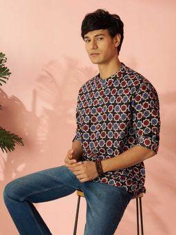 Vastramay - Black Printed Cotton Regular Kurta