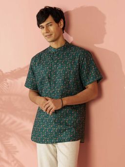 Vastramay - Green Printed Cotton Regular Kurta