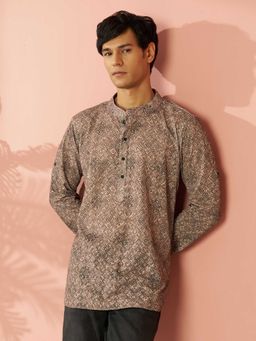 Vastramay - Beige Printed Cotton Regular Kurta