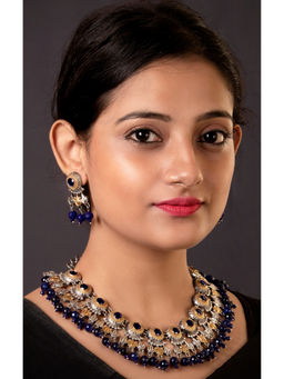 STUDIO B40 - Blue Silver Tone Brass Necklace with Earrings