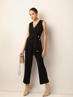 VERO MODA - Black V-Neck Jumpsuit With Belt (set of 2)