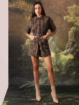 VERO MODA - Disney Dark Olive Animal Print Playsuit