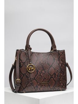 Van Heusen - Women Brown Textured Casual Handbag with Detachable Strap