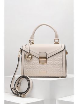 Van Heusen - Women Cream Solid Casual Handbag with Detachable Strap