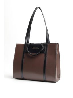 Van Heusen - Women Brown Solid Casual Tote Bag