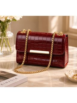 FARGO - Croco Vegan Women's Handbag - Maroon (M)
