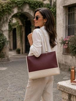 FARGO - Women Vegan Leather Mod Tote Bag - Maroon (M)