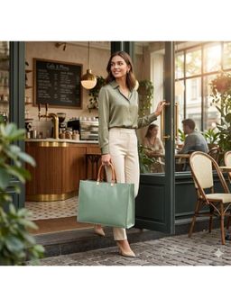 FARGO - Women Metro Vegan Leather Tote Bag - Aqua (M)