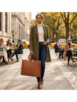 FARGO - Women Metro Vegan Leather Tote Bag - Tan (M)