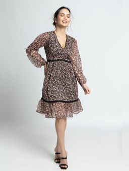 JULO - Cocoa Blossom V Knee Length Dress