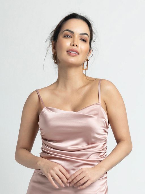 green emerald velvet dress Lainey Satin Midi Dress