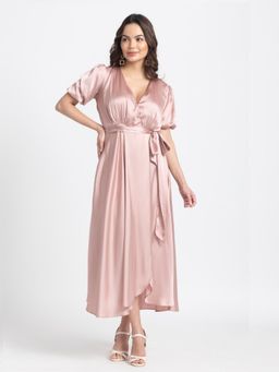 JULO - Rose Gold Surplice Maxi Dress