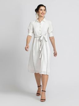 JULO - Blanc Elegance Midi Dress