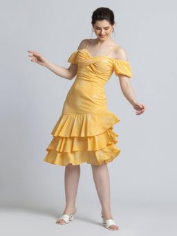 JULO - Sunlit Marigold Knee Length Dress