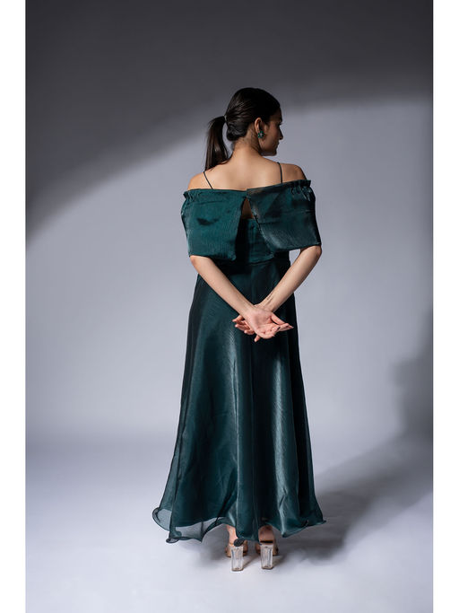 shimmer organza dress #MBA1823 Shimmer organza gown- Bottle green