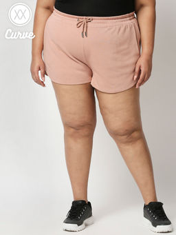 Twenty Dresses by Nykaa Fashion - Curve Pink Solid Straight Basics Shorts