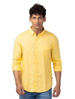 Spykar - Yellow Full Sleeves Linen Shirt for Men