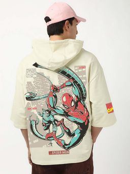 Bewakoof - Beige Terry Half Sleeves Hoodie