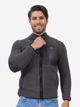 Bonjour - Grey Fleece Full Sleeves Jacket