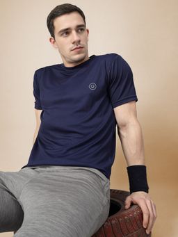 CHKOKKO - Navy Blue Men Gym T-Shirt