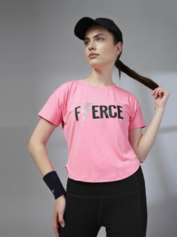 CHKOKKO - Women Round Neck Dry Fit Pink Gym Sports T-Shirt