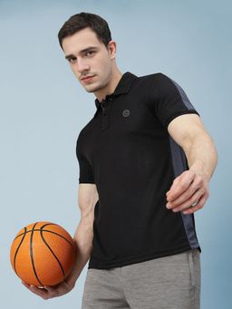 CHKOKKO - Men Black Half Sleeve Gym Polo T-Shirt